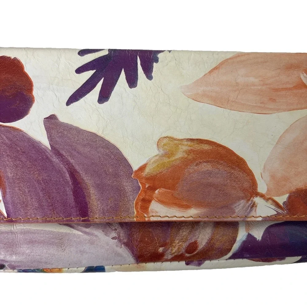 Maurizio Taiuti Clutch Leather Bag Floral Watercolor Wearable Art Italy